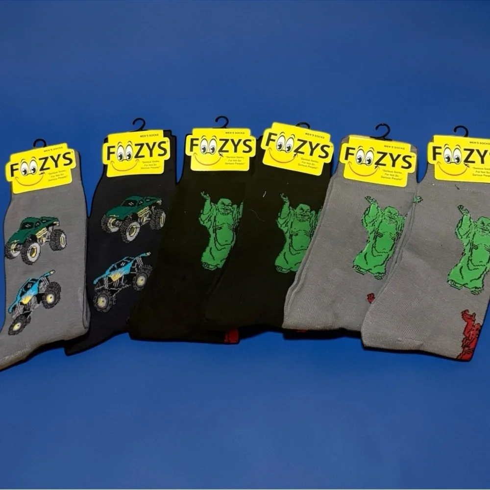 Foozys men’s fun socks 6 pairs size 11-13